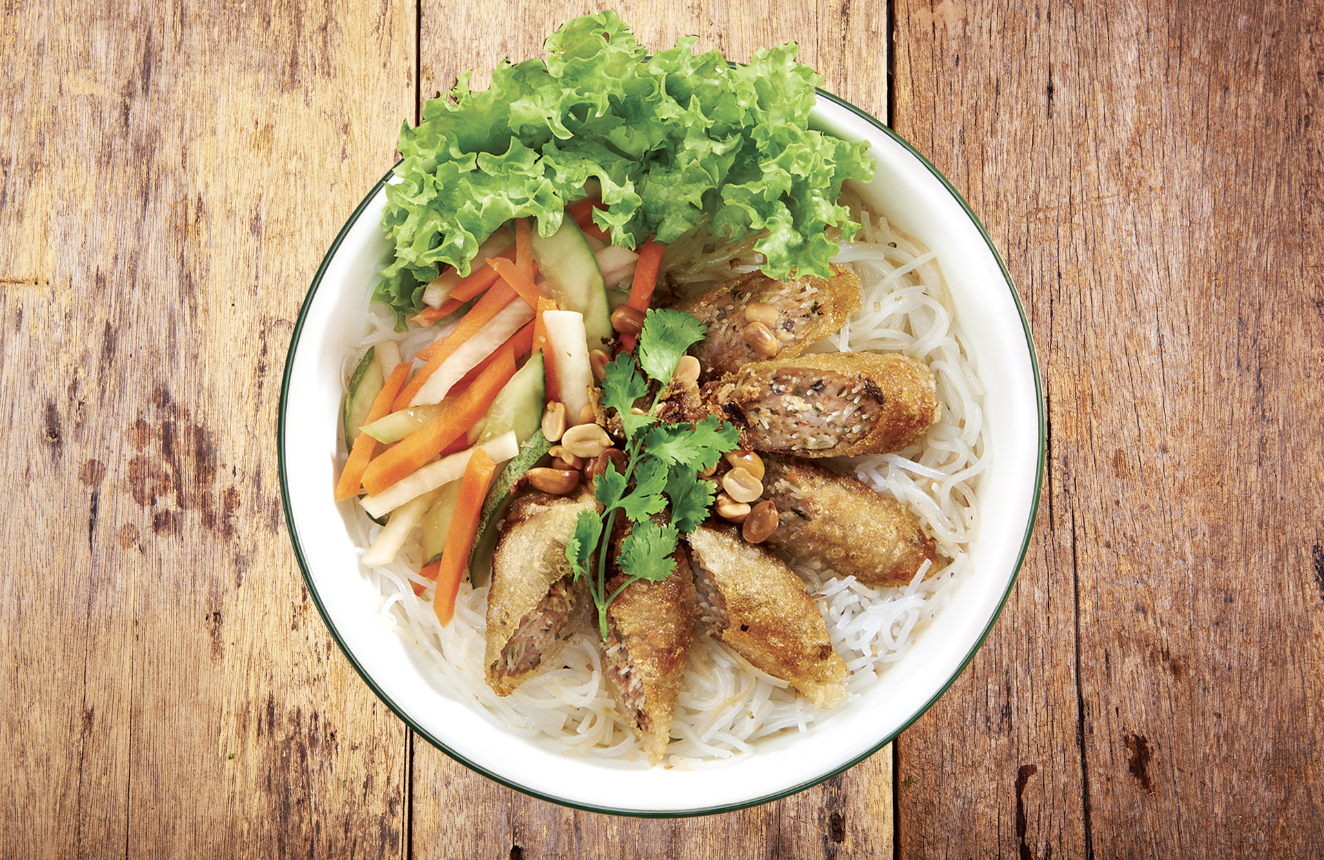 Vegetarian Fried Spring Roll Vermicelli Bún Chả Giò Chay An Viet